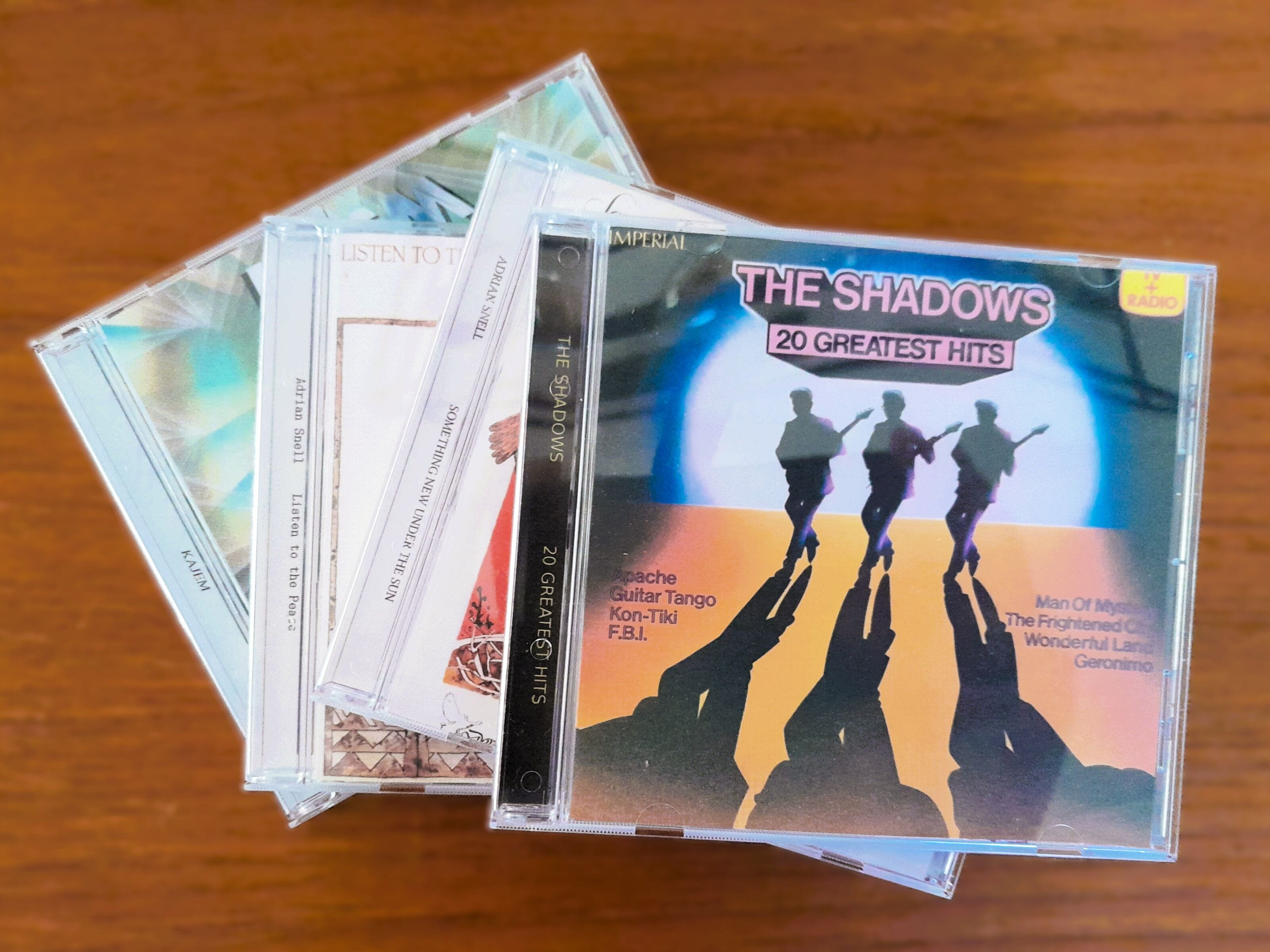 Vier cd's van The Shadows, Adrian Snell, Kajem